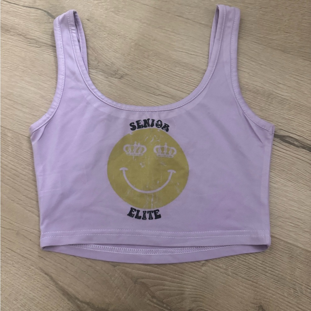 purple senior elite crop tank